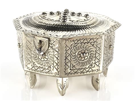 metal octagon trinket box|VTG Octagon Shape Silver Metal Trinket Jewelry Box W Lid 3”x .